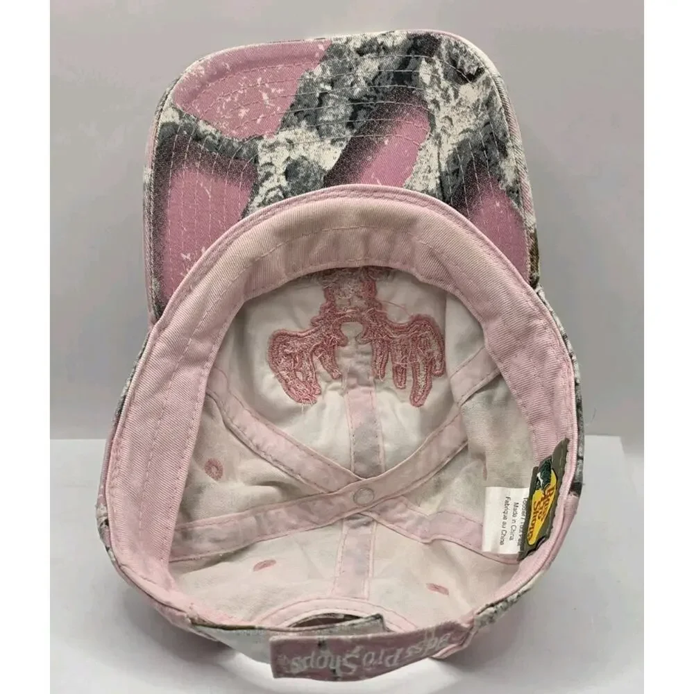 Bass Pro Shops Girl Toddler Adjustable Hook And Loop Strap‎ Cap Hat Pink Camo